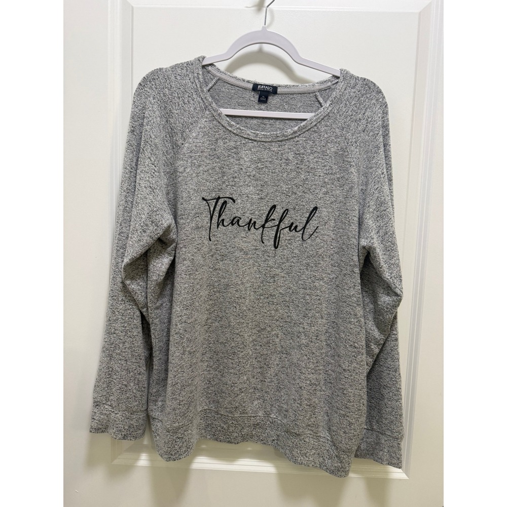 Buffalo David Bitton Thankful Graphic Sweatshirt Gray Heathered XL Pullover